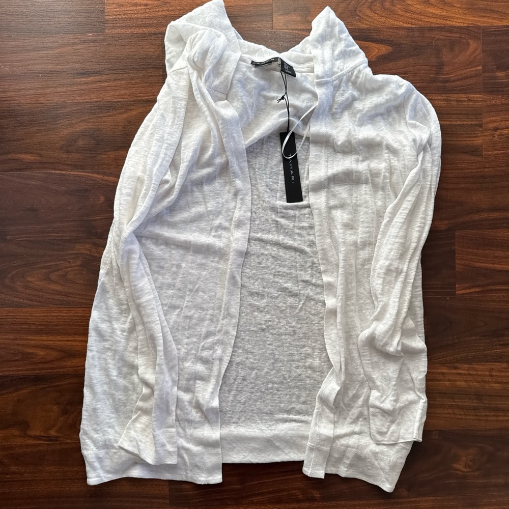 100% Linen Hooded Beach Ccver Up Cardigan